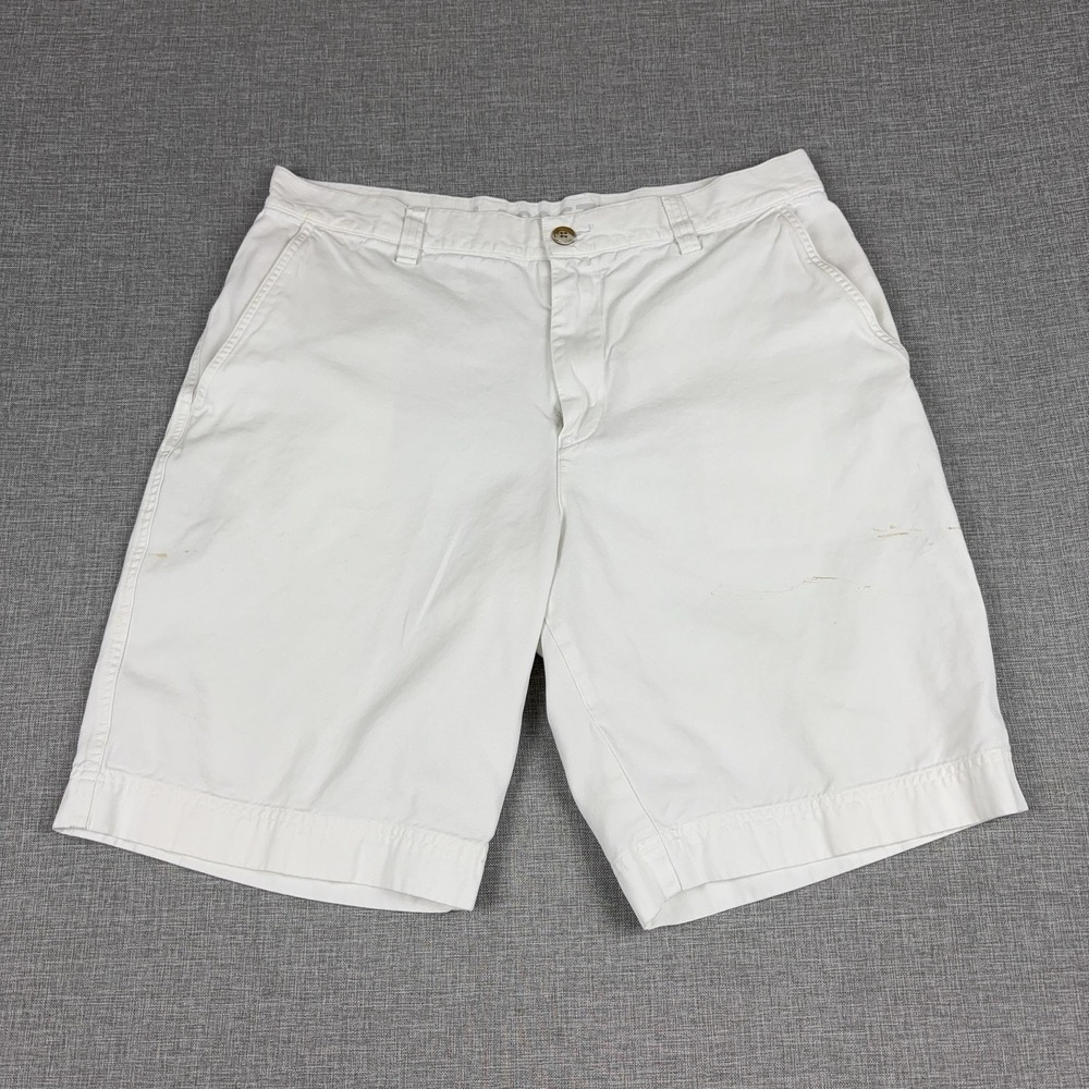 Lacoste Shorts Mens 44 White Cotton Chino Flat Front Classic Casual Summer